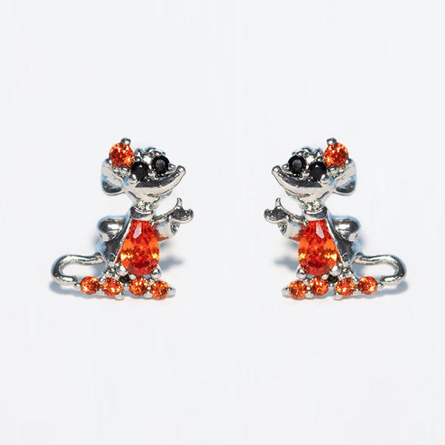 4pcs set cute Fairy tales copper material diamond studs earrings set