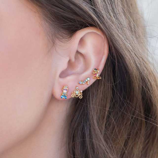 4pcs set cute Fairy tales copper material diamond studs earrings set