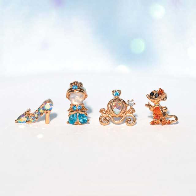 4pcs set cute Fairy tales copper material diamond studs earrings set