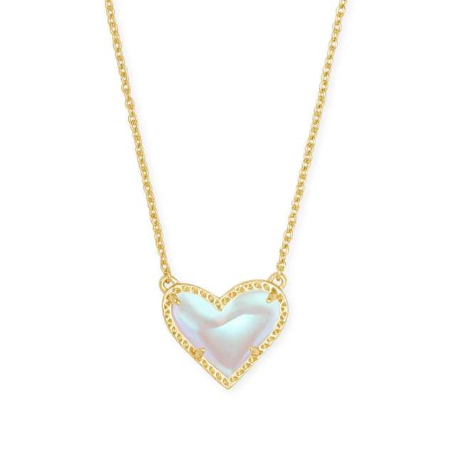 Dainty colorful natural stone heart copper material necklace for women