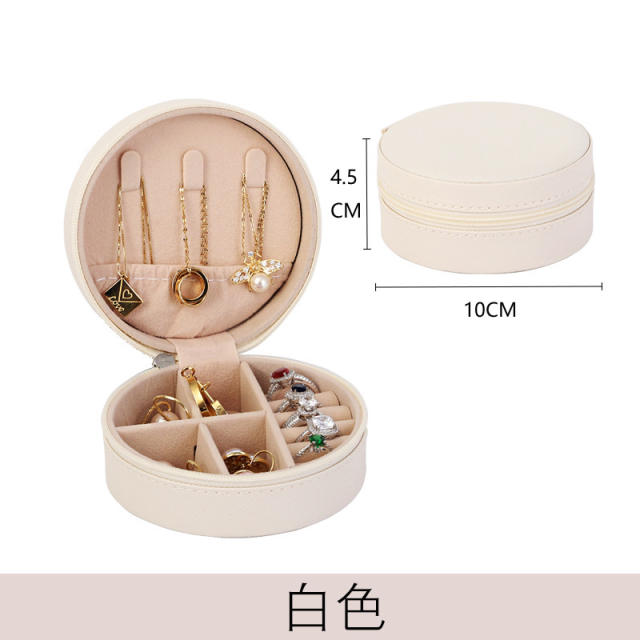 PU material cute round shape colorful mini Portable jewelry box
