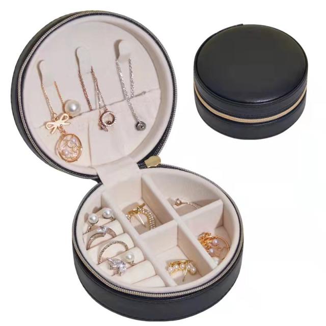 PU material cute round shape colorful mini Portable jewelry box