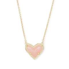 Dainty colorful natural stone heart copper material necklace for women