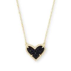Dainty colorful natural stone heart copper material necklace for women