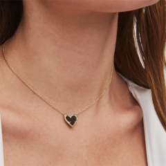 Dainty colorful natural stone heart copper material necklace for women
