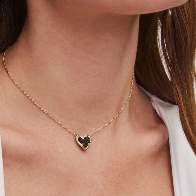 Dainty colorful natural stone heart copper material necklace for women