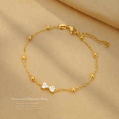 Dainty diamond bow stainless steel bracelet