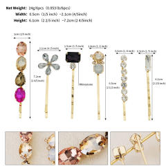 Spring summer colorful rhinestone easy match bobby pins hair clip set
