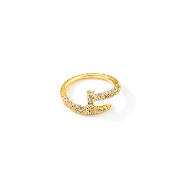 Delicate diamond nail real gold plated copper rings