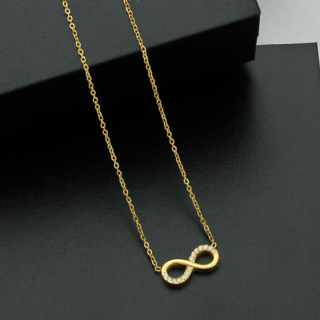 Dainty diamond infinity symbol stainless steel necklace
