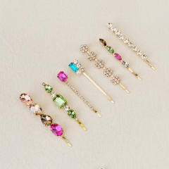 Spring summer colorful rhinestone easy match bobby pins hair clip set
