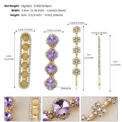 Spring summer colorful rhinestone easy match bobby pins hair clip set