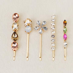 Spring summer colorful rhinestone easy match bobby pins hair clip set