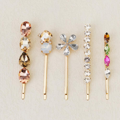 Spring summer colorful rhinestone easy match bobby pins hair clip set