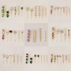 Spring summer colorful rhinestone easy match bobby pins hair clip set