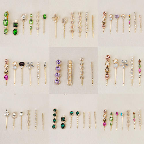 Spring summer colorful rhinestone easy match bobby pins hair clip set