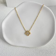 Classic double side colorful clover dainty stainless steel necklace