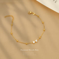 Dainty diamond bow stainless steel bracelet