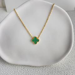 Classic double side colorful clover dainty stainless steel necklace