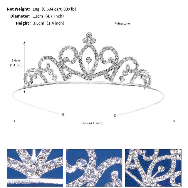Concise diamond small crown for kids flower girls hair crown