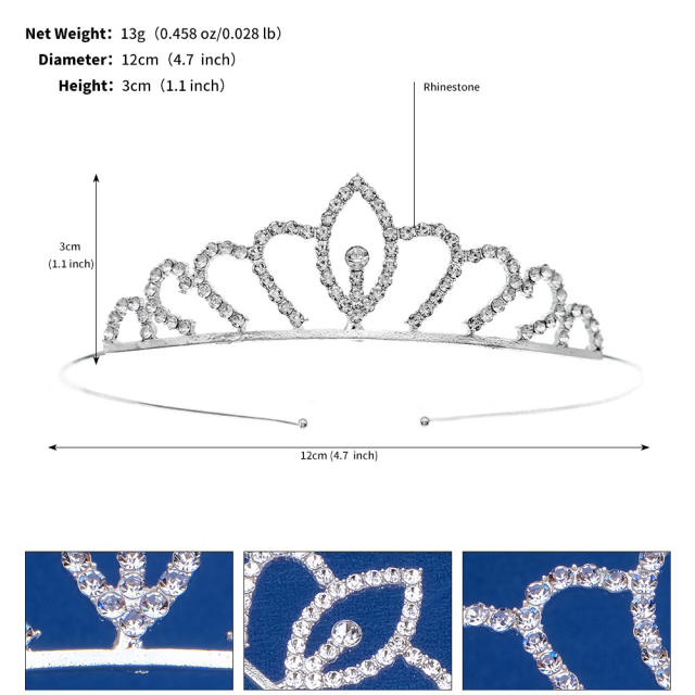 Concise diamond small crown for kids flower girls hair crown