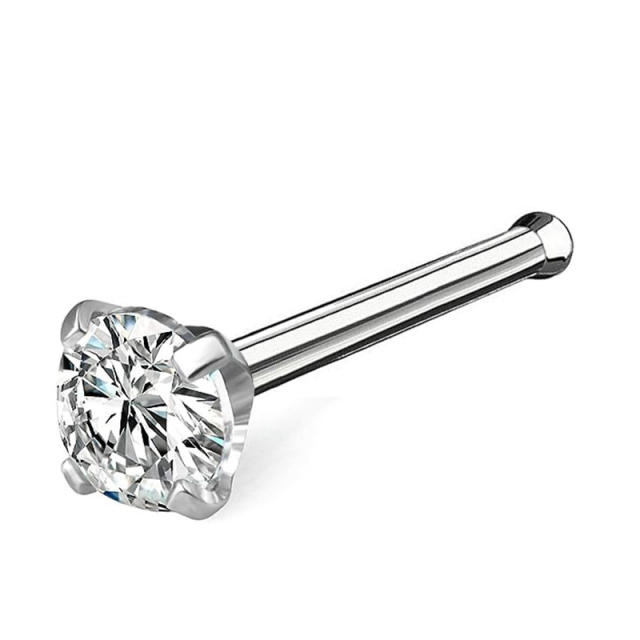 3A cubic zircon gold silver color stainless steel piercing nose pin
