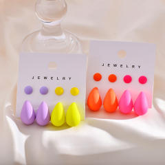 Spring summer candy color acrylic water drop bead earrings set