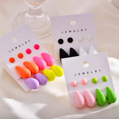 Spring summer candy color acrylic water drop bead earrings set