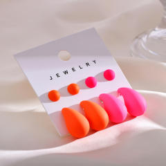 Spring summer candy color acrylic water drop bead earrings set