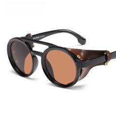 Punk trend vintage round shape sunglasses for men