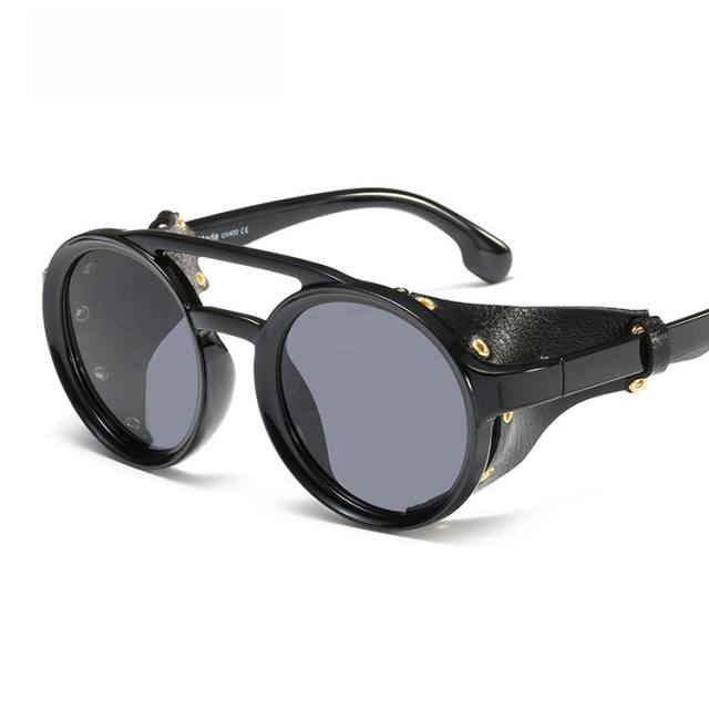 Punk trend vintage round shape sunglasses for men