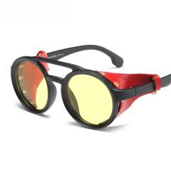 Punk trend vintage round shape sunglasses for men