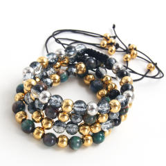 INS natural stone stainless steel bead bracelet