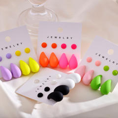 Spring summer candy color acrylic water drop bead earrings set