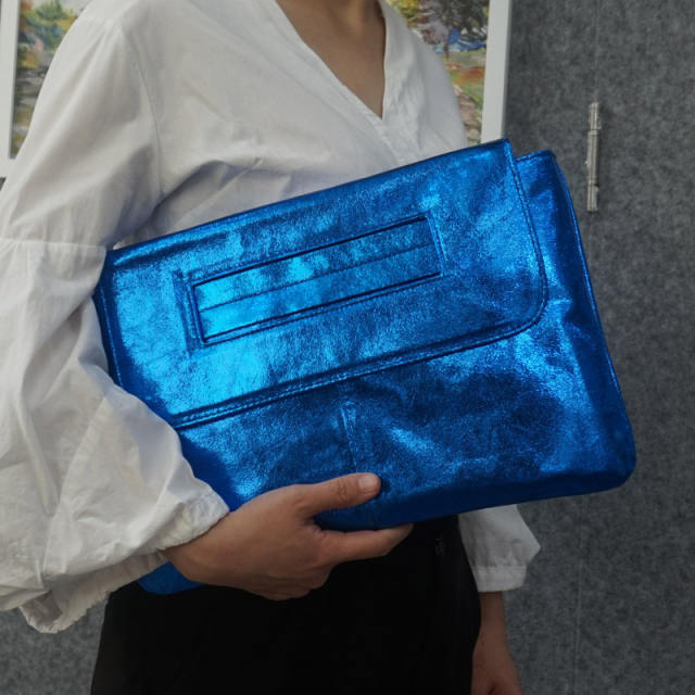Korean fashion plain color PU leather women clutch bag envelop bag