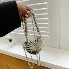 Summer unique metal heart mini shoulder bag for women evening bag
