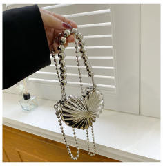 Summer unique metal heart mini shoulder bag for women evening bag