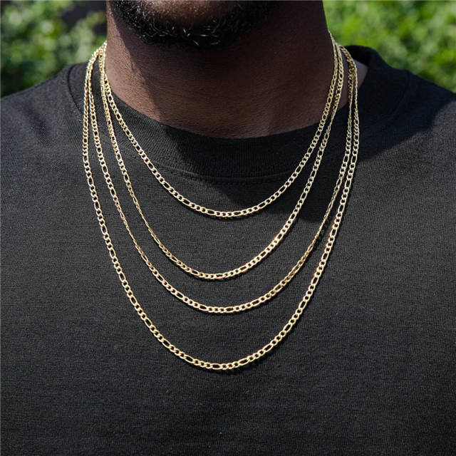 3mm figaro chain stainless steel necklace for men