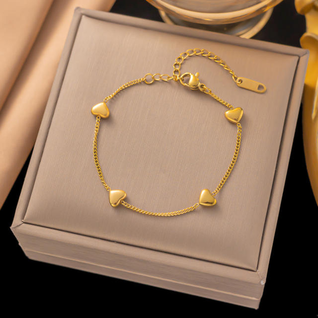 Sweet heart stainless steel necklace bracelet set