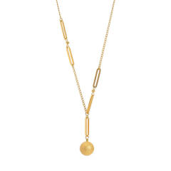 Chic frosted ball bead charm stainless steel necklace