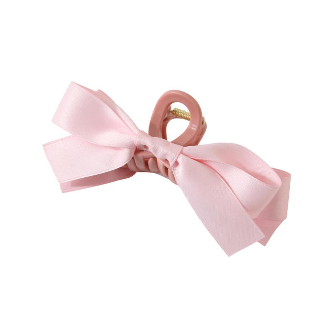 Sweet plain color bow large hair claw clips