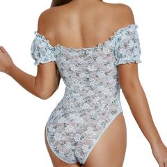 Sexy spring summer floral off shoulder bodysuit for lady