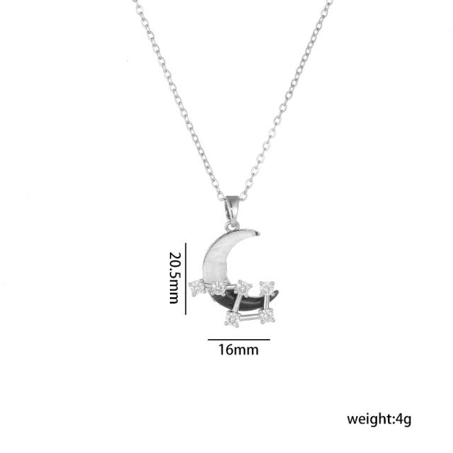 Hot sale moon star pendant stainless steel chain necklace dainty necklace