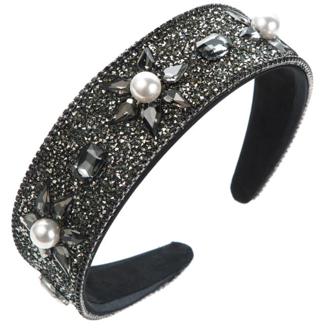Vintage luxury rhinestone gliter women headband wedding party accessory