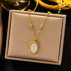 Dainty magic mirror rose flower pendant stainless steel necklace