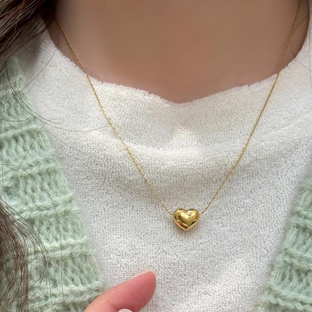 Concise tiny heart pendant stainless steel necklace dainty necklace