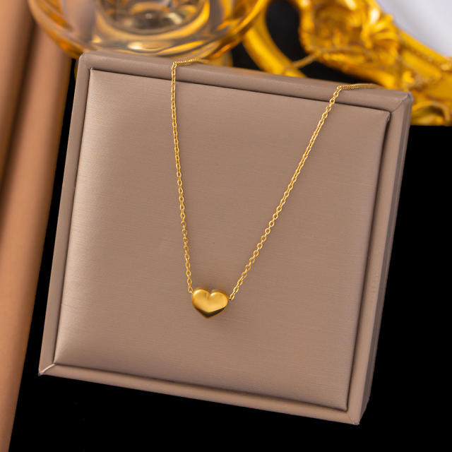 Concise tiny heart pendant stainless steel necklace dainty necklace