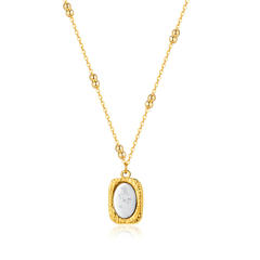 Dainty magic mirror rose flower pendant stainless steel necklace