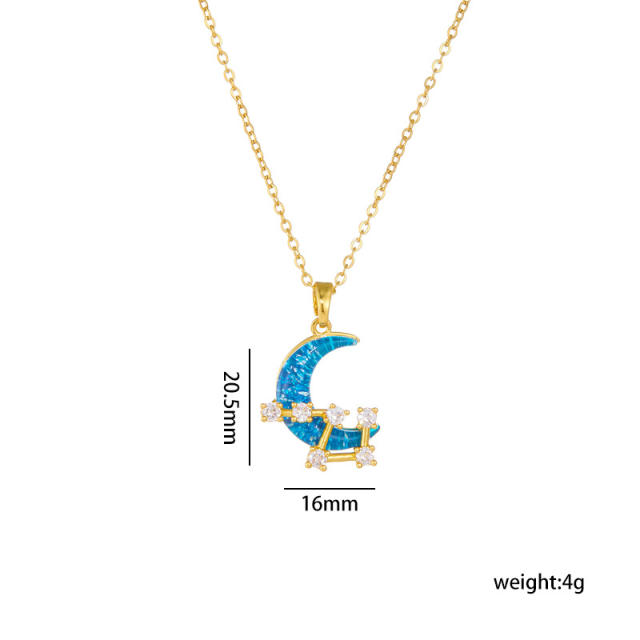 Hot sale moon star pendant stainless steel chain necklace dainty necklace
