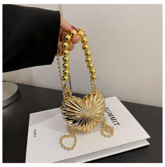 Summer unique metal heart mini shoulder bag for women evening bag